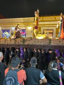 A Holy Week procession float being carried 